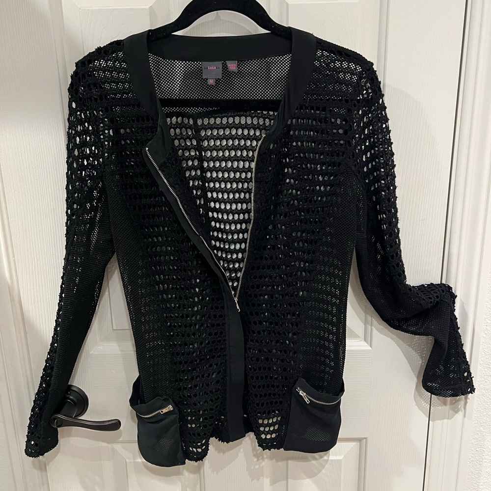 Lulu Black Mesh Cardigan